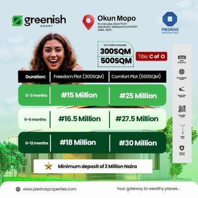 Buy and Build Land with C of O in Ajah, Greenish Court/okun Mopo Town By Ogombo Road, 15 Minutes Drive From Ab, Ajah, Lagos, Residential Land for Sale