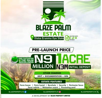 Welcome to Blaze Harvest 2.0. 1000sqm.(the Coconut - Palm Plantation), Situated in Alabata,, Moniya, Ibadan, Oyo, Mixed-use Land for Sale