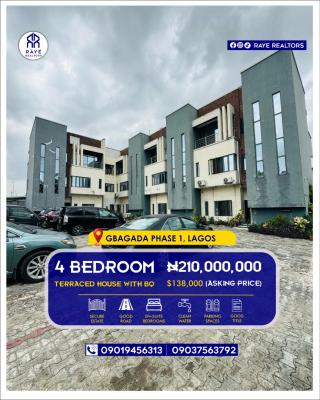 Stunning 4-bedroom Terrace Duplex + Bq in an Estate, Perfect for Family Living, Short-let Income, Or Rental Investment, Gbagada Phase 1, Gbagada, Lagos, Terraced Duplex for Sale