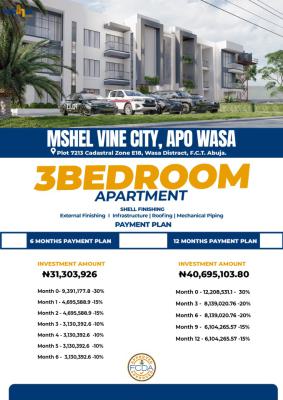 Luxury 3 Bedroom Apartment with Excellent Facilities -off Plan, Mshel Vine City, Wasa, Apo, Abuja, Flat / Apartment for Sale