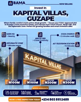 Buy & Build Land with C of O - 250sqm, 400 Sqm, 500sqm, Kapital Villas, Guzape District, Abuja, Mixed-use Land for Sale