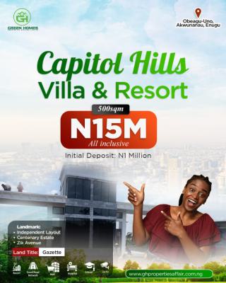 Verified Land with Registered Survey and Deed of Assignment, Capitol Hills Villa & Resort!  Located a Tobeagu-uno,enugu, Enugu, Enugu, Residential Land for Sale