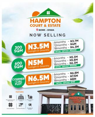 Prime Land with Certificate of Occupancy C of O Deed of Conveyance, Hampton Court Located at Mowe Ofada Close Nestle Foods Plc, Mowe Ofada, Ogun, Residential Land for Sale