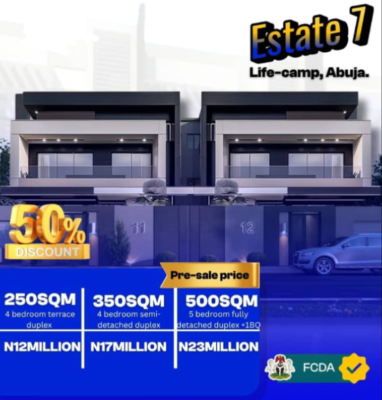 50% Discount 250sqm for Terrace, Buy & Build, Life Camp, Abuja, Residential Land for Sale