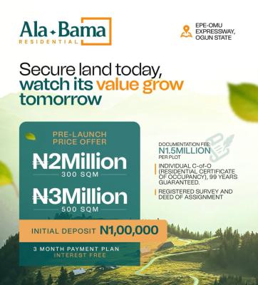 Titled Land at Alabama Residence, Epe-omu, Expressway, Ogun State, Ijebu Ode, Ogun, Residential Land for Sale