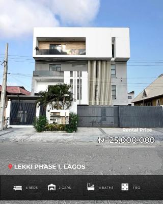 4-bedroom Terrace Duplex with Bq, Lekki Phase 1, Lekki, Lagos, Terraced Duplex for Rent