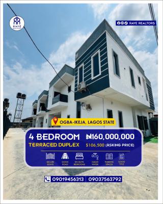 Modern 4-bedroom Terrace Duplex + Bq in a Gated Area, Less Than 5 Minutes to Excellence Hotel, Ogba, Ikeja, Lagos, Terraced Duplex for Sale