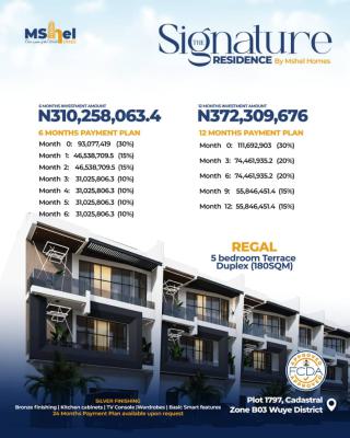 Luxury Finish 5 Bedroom Terrace Duplex in a Serene Estate, Mshel Signature Residence, Wuye, Abuja, Terraced Duplex for Sale