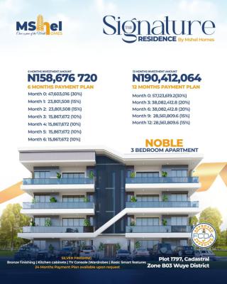 Luxury and Spacious Design 3 Bedroom Apartment, Mshel Signature Residence, Wuye, Abuja, Flat / Apartment for Sale