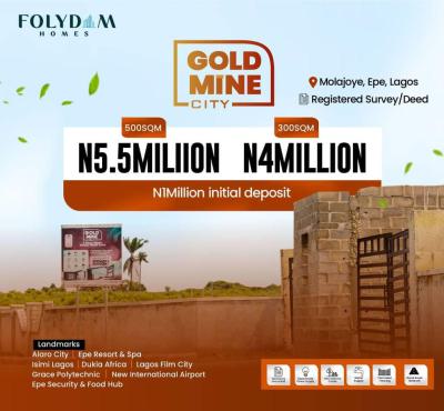 Land with Registered Survey , Certificate of Occupancy in View, Gold Mine City Located at Molajoye Directly Facing The Major Roads, Epe, Lagos, Residential Land for Sale