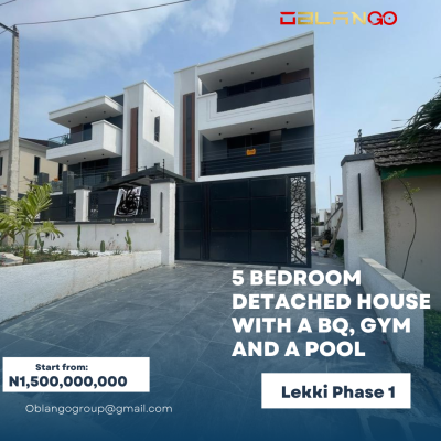 Elegantly Built 5 Bedroom Fully Detached Duplex with a Bq, Lekki Phase 1, Lekki, Lagos, Detached Duplex for Sale