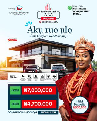 Land with Certificate of Occupancy C of O, Landview City Aba Phase 2  Strategically Located at Ogbor Hill, Aba, Abia, Residential Land for Sale
