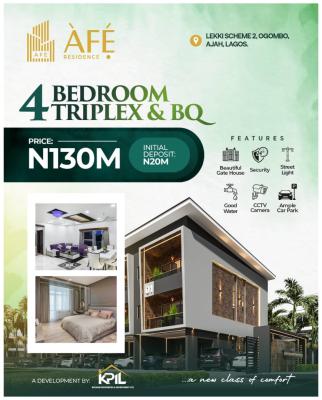 4-bedroom Triplex + Bq, Lekki Scheme 2,5 Minutes From Abraham Adesanya, Ogombo, Ajah, Lagos, House for Sale