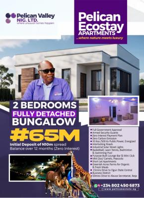 Luxury 2 Bedroom Fully Detached Bungalow with Excellent Facilities, Pelican Ecostay Apartment Masa, Kobape, Abeokuta North, Ogun, Flat / Apartment for Sale