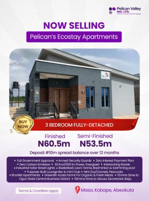Luxury 3 Fully Detached Bungalow with Excellent Facilities, Pelican Ecostay Apartment Masa Kobape, Abeokuta North, Ogun, Flat / Apartment for Sale
