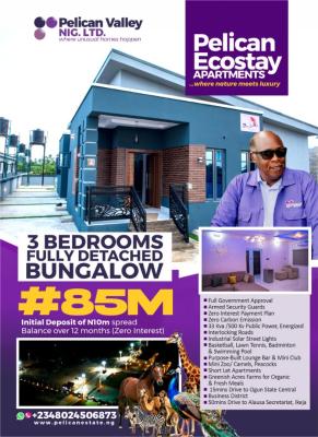 Luxury 3 Fully Detached Bungalow with Excellent Facilities, Pelican Ecostay Apartment Masa Kobape, Abeokuta North, Ogun, Flat / Apartment for Sale