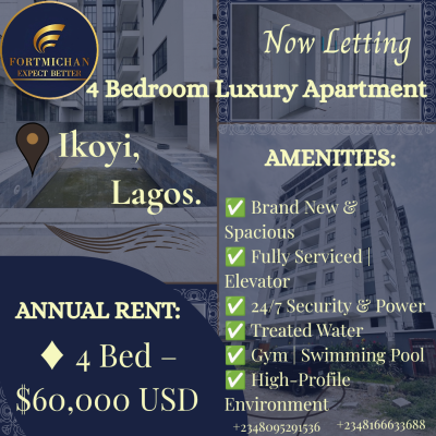 Newly Built, Fully Serviced Apartment Units, Ikoyi, Lagos, Flat / Apartment for Rent
