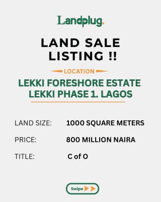 1000 Sqm of Land, Lekki Foreshore Estate, Lekki Phase 1, Lekki, Lagos, Land for Sale