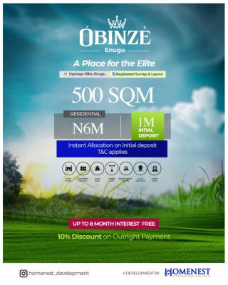 500 Sqm Estate Land, Obinze Estate, Awgu, Enugu, Mixed-use Land for Sale