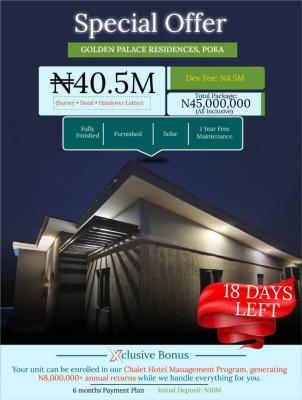 Own a Fully Furnished 2 Bed Hospitality Asset That Pays You Every Day, Golden Palace Residences, Poka Epe, Epe, Lagos, Semi-detached Bungalow for Sale