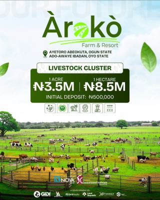 1 Acre of Livestock Farm, Livestock Cluster Aroko Farm and Resort Aiyetoro, Abeokuta North, Ogun, Mixed-use Land for Sale