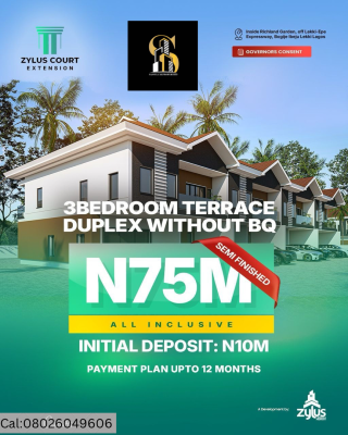 3 Bedroom Terraces Duplex Without Bq, Inside Richland Garden, Off Lekki Epe Expressway, Bogije, Ibeju Lekki, Ibeju, Lagos, Terraced Duplex for Sale