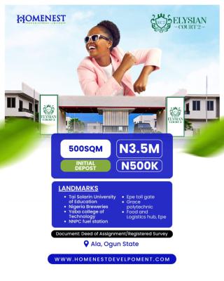 500 Sqm in a Beautiful Estate, Elsian Court 2 Taye Solarin University Ogun State, Ijebu Ode, Ogun, Mixed-use Land for Sale