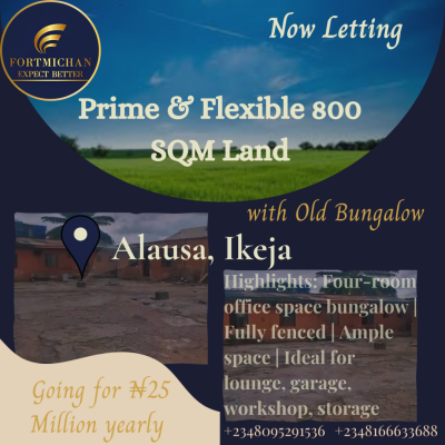 Prime, Spacious Land with Old Bungalow, Alausa, Ikeja, Lagos, Commercial Land for Rent