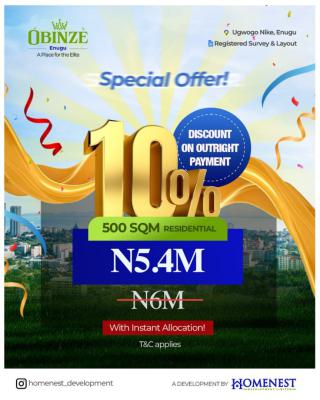 Obinze Launch Special -- 10% Off Your Dream Plot, 100% Dry Land, Strategic Location at Ugwogo Nike Enugu, Nsukka, Enugu, Mixed-use Land for Sale