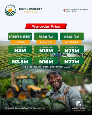 Next Generation Farm City -- Abeokuta   Good News!  Our Special, Abeokuta, Abeokuta North, Ogun, Residential Land for Sale