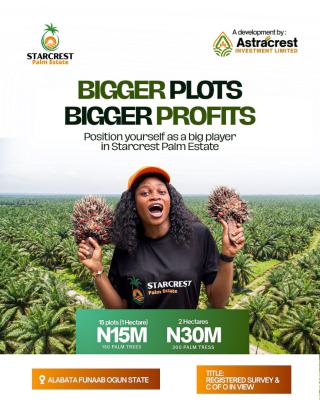 Big News!   We Are Excited to Officially Launch Starcrest Palm Esta, Albata Ogun State, Abeokuta North, Ogun, Industrial Land for Sale