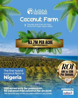 at àdàbà, We Farm for You While You Earn Without Stress., The Package Comes with Free 60 Hybrid Coconut Trees per Acre, Owode, Obafemi Owode, Ogun, Commercial Land for Sale