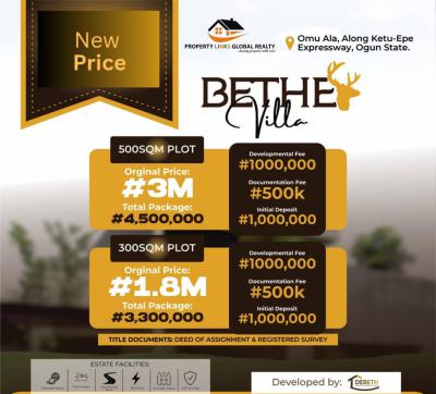 Land with Registered Survey and Deed of Assignment, Bethel Villa Situated in a Highly Sought-after Location Omuala, Km 46, Ogun, Residential Land for Sale