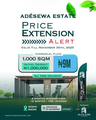 Land with C of O at Adèsèwá Ibadan Moniya, Moniya Expressway in Ibadan, Ibadan, Oyo, Commercial Land for Sale
