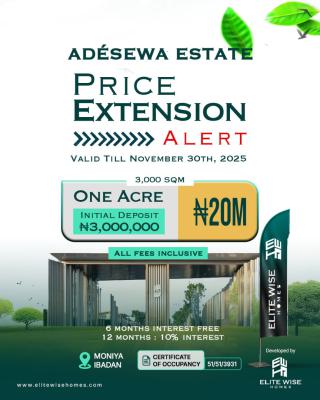 Land with C of O at Adèsèwá Estate Ibadan Oyo, Moniya Expressway in Ibadan Oyo State, Ibadan, Oyo, Commercial Land for Sale