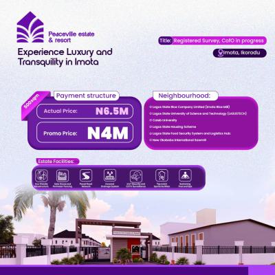 Discover Luxury Living and Lasting Peace at Peaceville Estate & Resort, Imota, Ikorodu, Lagos, Mixed-use Land for Sale