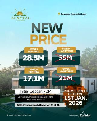 Land ( C of O), Zenytal Gardens, Beside The Popular Lekki Avana 2, Eleranigbe, Ibeju Lekki, Lagos, Residential Land for Sale