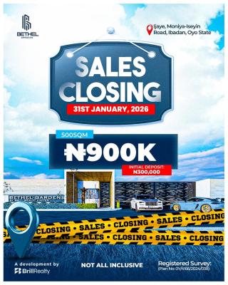 Extended Promo on Dryland in a Gated Estate Neighborhood, Bethel Gardens, Moniya- Iseyin Road, Moniya, Akinyele, Oyo, Residential Land for Sale