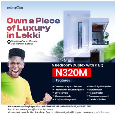 Luxury 5 Bedroom Duplex, Lekki Palm Estate, Ajah, Lagos, Detached Duplex for Sale