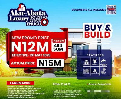 Buy & Build Luxury Estate Plot with C of O Promo Price, Aku Abata Luxury Housing Estate Ugwuoma, Emene, Enugu, Enugu, Residential Land for Sale