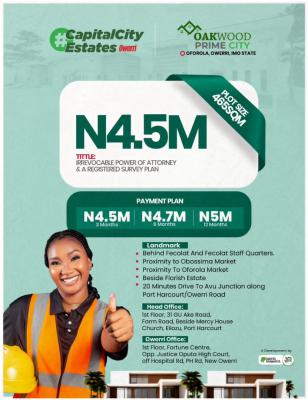 Land with Irrevocable Power of Attorney   Registered Survey, Oakwood Prime  Located at Oforola, Owerri West Lga,, Owerri West, Imo, Residential Land for Sale