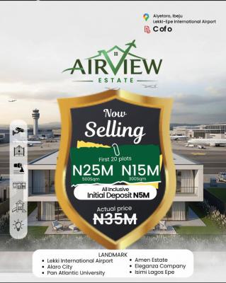 Find Your Perfect Family Space @airview Estate, Beside Intl Airport, Price All Inclusive of Document Fees, Video Available on Request, Ibeju Lekki, Lagos, Land for Sale