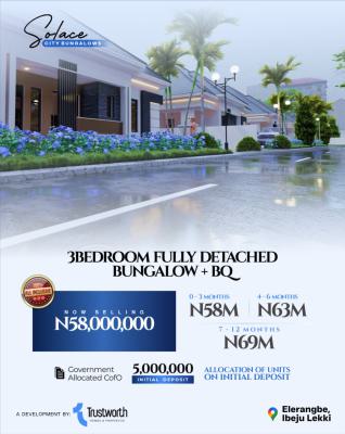 Luxury 3 Bedroom Detached Bungalow with Bq, Solace City Bungalows, Eleranigbe, Ibeju Lekki, Lagos, Detached Bungalow for Sale