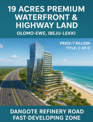 19 Acres Premium Waterfront & Highway Land, Olomo-wewe, Ibeju Lekki, Lagos, Mixed-use Land for Sale