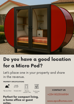 Host a Micro Pod -- Earn Monthly Income (joint Venture), Lekki, Lagos, Self Contain (single Rooms) Joint Venture