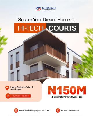 Hitech Courtsluxury 4 Bedroom Terrace + Bq, Lekki-epe Expressway, Hitech Estate , Sanottedo Lagos., Sangotedo, Ajah, Lagos, Terraced Duplex for Sale