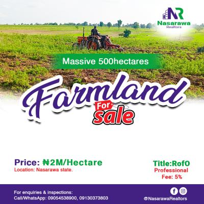 500 Hectares Farmland in Nasarawa, Karu, Nasarawa, Land for Sale
