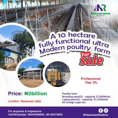a Massive 10 Hectares Ultra Modern Full Function Poultry Farm Is Avail, Masaka, Karu, Nasarawa, Factory for Sale