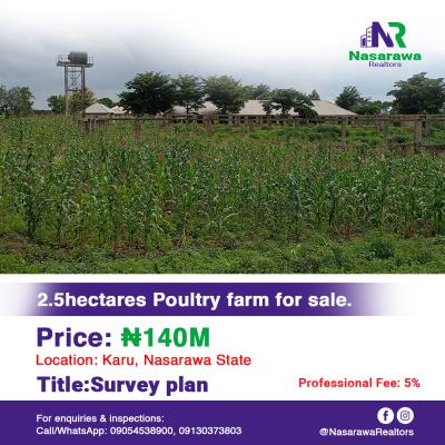 2.5 Hectares Poultry Farm Is Available, Gora, Karu, Nasarawa, Industrial Land for Sale