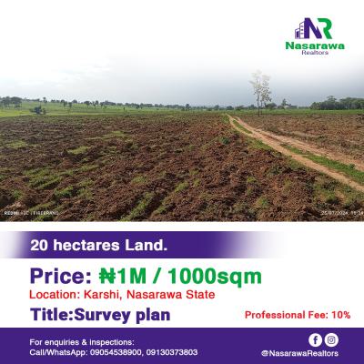 20 Hectares Land Banking Mixed Used Land, Karshi , Nasarawa, Karu, Nasarawa, Mixed-use Land for Sale